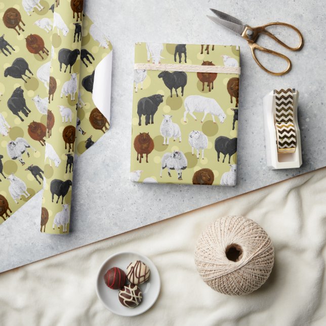 Papier Cadeau Agneaux de mouton à pâte molle Motif fermier (Artisanat)