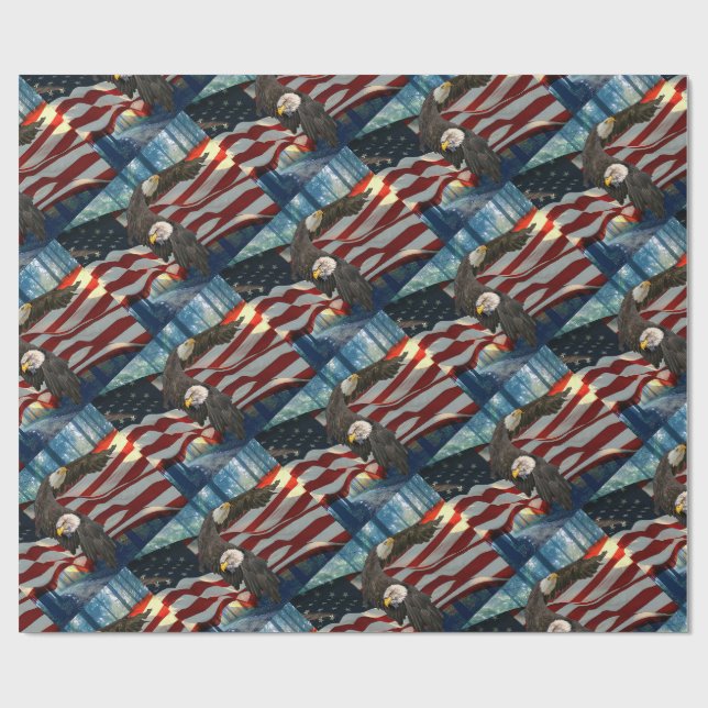 Papier Cadeau Aigle à drapeau américain (Plat)