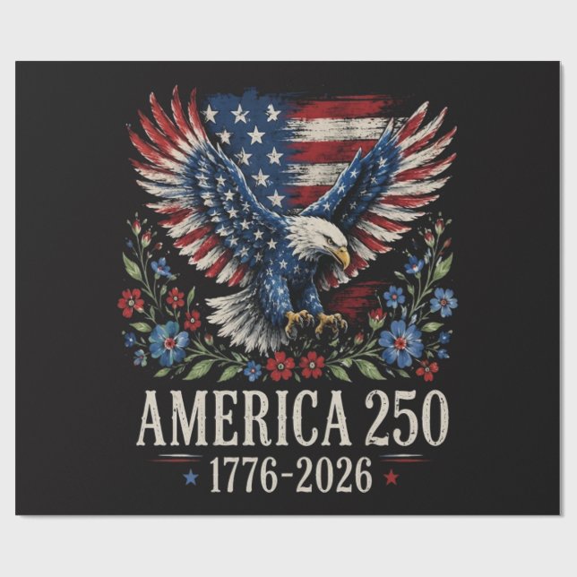 Papier Cadeau Aigle Américain 250e Anniversaire (Plat)