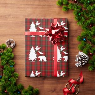 Papier Cadeau Aigle de l'Ours des pins sur tarte noire rouge
