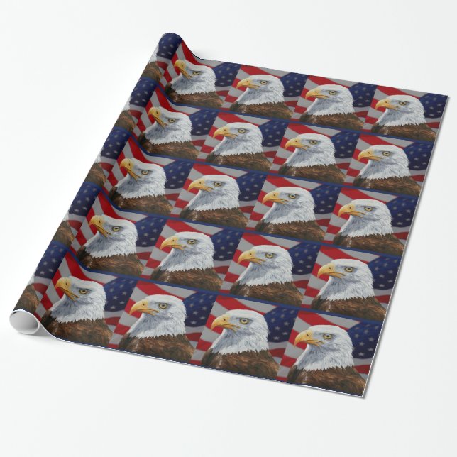 Papier Cadeau Aigle et drapeau américains (Déroulé)