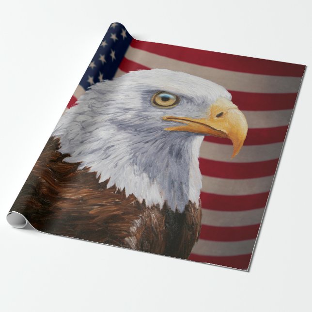Papier Cadeau Aigle et drapeau américains (Déroulé)