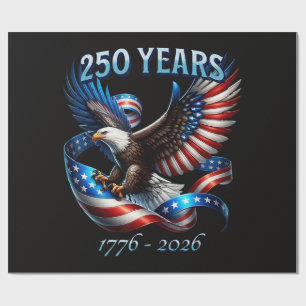 Papier Cadeau Aigle et drapeau patriotiques 250 ans 1776-2026
