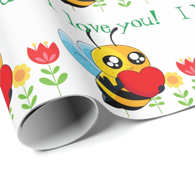 Papier Cadeau Aimer Bee (Coin rond)
