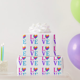 Papier Cadeau AIMER Coeur arc-en-ciel