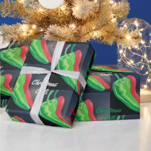 Papier Cadeau Aimez-vous votre chili rouge ou vert Noël NM