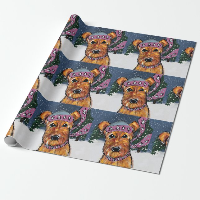 Papier Cadeau Airedale Terriers (Déroulé)