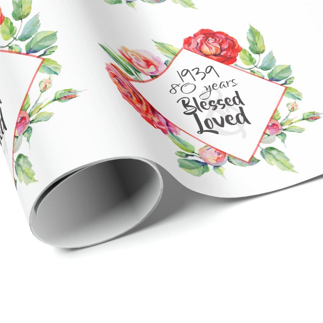 Papier Cadeau AJOUTER Année de naissance Âge Cadeau d'anniversai (Coin rond)