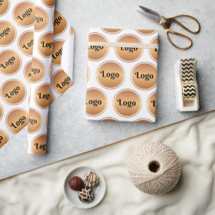 Papier Cadeau Ajouter Gold Custom Business Logo Arrière - plan b