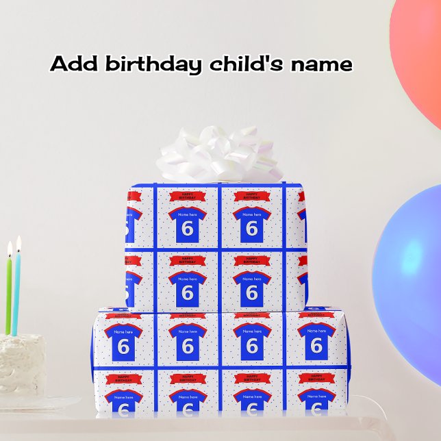 Papier Cadeau Ajouter le nom T-shirt 6e anniversaire (Créateur téléchargé)