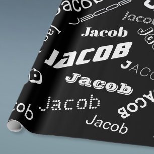 Papier Cadeau Ajouter n'importe quel nom ou mot   Noir & Blanc