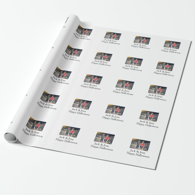 Papier Cadeau ajouter nom photo texte Halloween enfant fille gar (Déroulé)