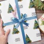 Papier Cadeau Ajouter un logo Christmas Tree Motif Company<br><div class="desc">Ajoutez le logo Christmas Tree Motif Company Papier à envelopper. Insérez votre logo dans le modèle. Motif de Noël aquarelle. Promotion d'affaires pour vos clients et partenaires d'affaires pour les vacances.</div>