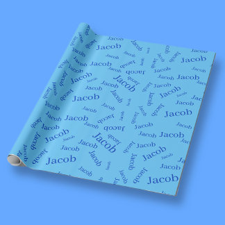 Papier Cadeau Ajouter un nom ou un mot | Blue & Sky Blue