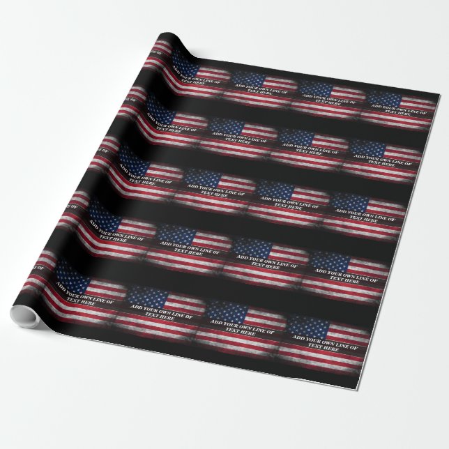 Papier Cadeau Ajouter votre texte sur le drapeau américain (Déroulé)