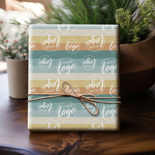 Papier Cadeau Ajoutez votre logo avec Pastel Sunrise Stripes