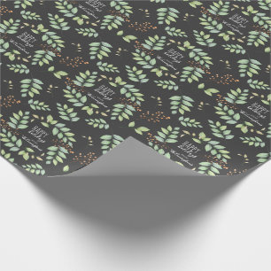Papier Cadeau Ajoutez votre nom   Vacances de feuillage vert aqu