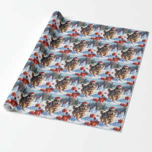 Papier Cadeau Alaskan Malamute Noël Festive Scène de neige