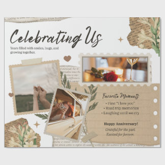 Papier Cadeau Album photo collage simple moderne blanc vintage