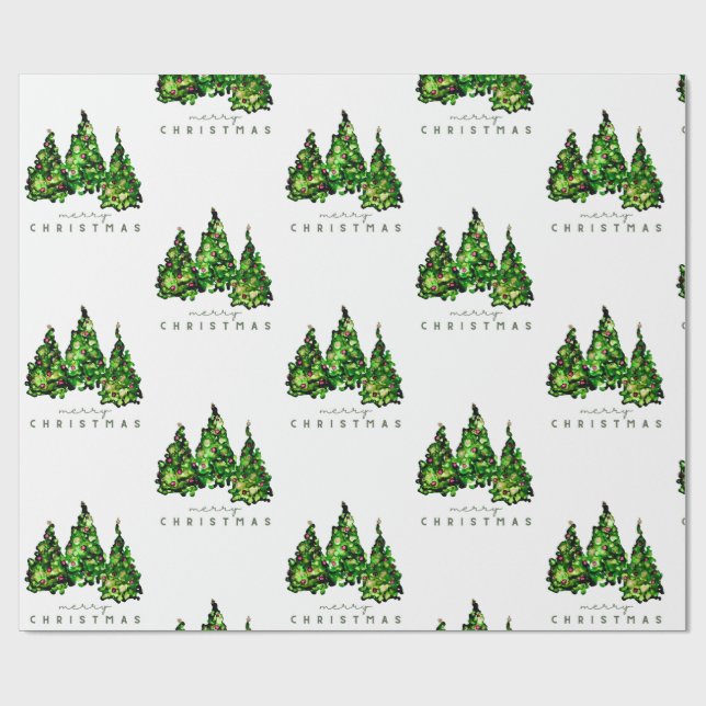 Papier Cadeau Alcohol Ink Design Christmas Tree Gift Wrap (Plat)