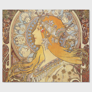 Papier Cadeau Alfonse Mucha Zodiaque Art Nouveau Femme