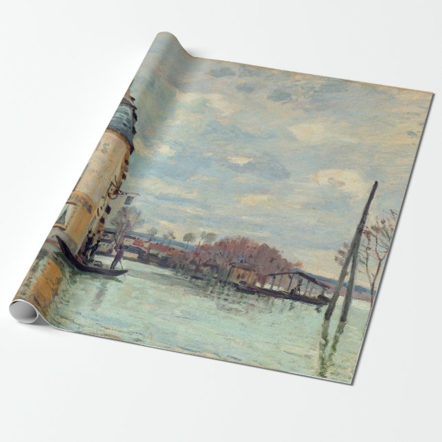 Papier Cadeau Alfred Sisley - Inondation à Port-Marly 1872 (Déroulé)