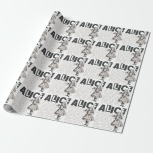 Papier Cadeau Alice Au Pays Des Merveilles Avec Boire Me Bouteil