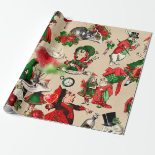 Papier Cadeau Alice au pays des merveilles de Noël