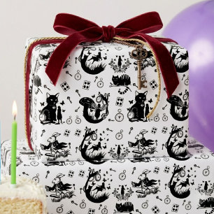 Papier Cadeau Alice au pays des merveilles Dessin noir et blanc