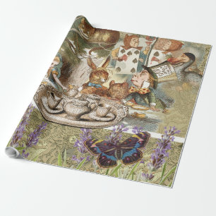 Papier Cadeau Alice Aventures Classique Wonderland Tea Party