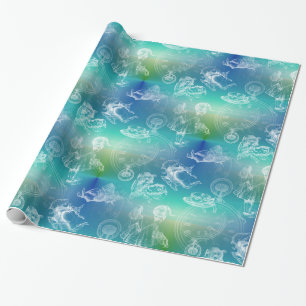 Papier Cadeau Alice dans l'enveloppe de cadeau de vert bleu de