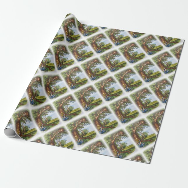 Papier Cadeau Alice et le chat de Cheshire (Déroulé)
