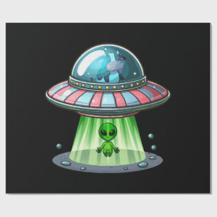Papier Cadeau Alien enlevant une vache