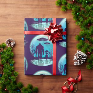 Papier Cadeau Alien UFO Bigfoot