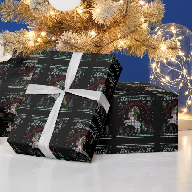 Papier Cadeau All I Need Is A Magical Christmas, Unicorn (Vacances)