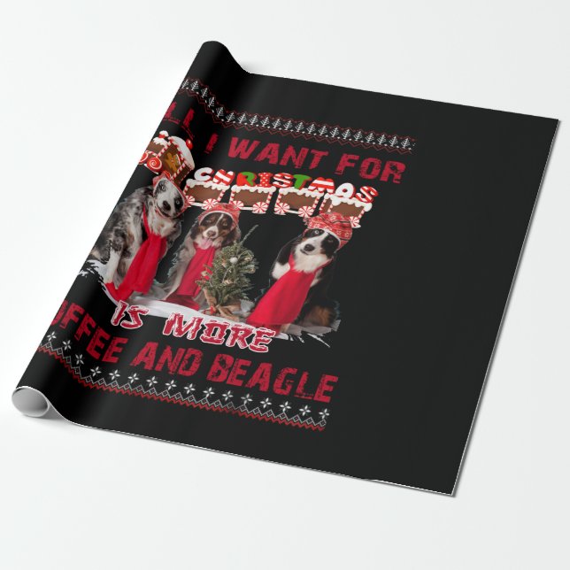 Papier Cadeau All I Want Beagle And Coffee (Déroulé)