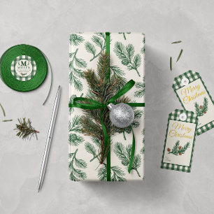 Papier Cadeau Allée des Aiguilles de Pin - Impression botanique