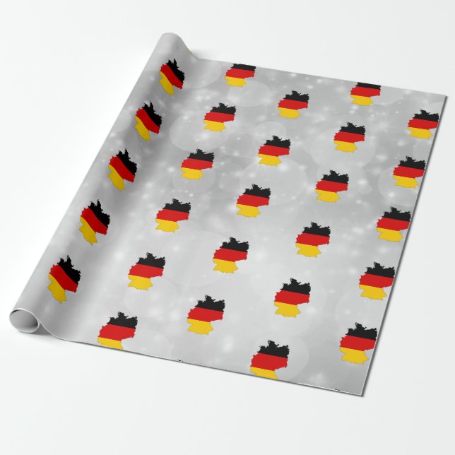 Papier Cadeau Allemagne - Carte du drapeau allemand (Déroulé)