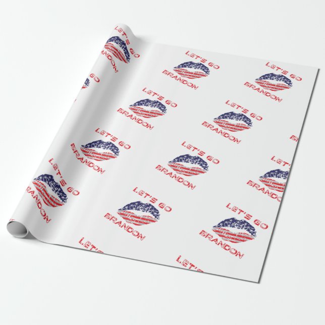 Papier Cadeau Allez Brandon Joe Biden Drapeau Trouvé Kiss (Déroulé)
