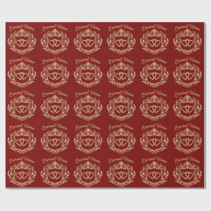 Papier Cadeau Alliance de mariage Crête Éternelle Or Élégant O