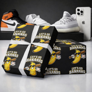 Papier Cadeau Allons Bananes Baseball Rétro Banane Drôle