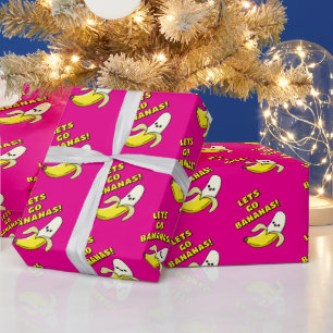 Papier Cadeau Allons Bananes, Rose Clair