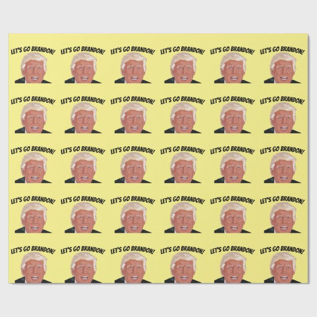 PAPIER CADEAU ALLONS BRANDON ! PAPIER D'ANNIVERSAIRE TRUMP (Plat)