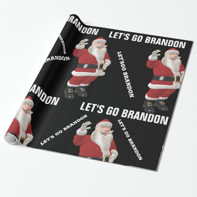 Papier Cadeau ALLONS BRANDON PÈRE NOËL NOËL Wrapping Paper. (Déroulé)