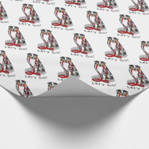 Papier Cadeau Allons-y ! Berger australien (bleu merle tan/w 1)