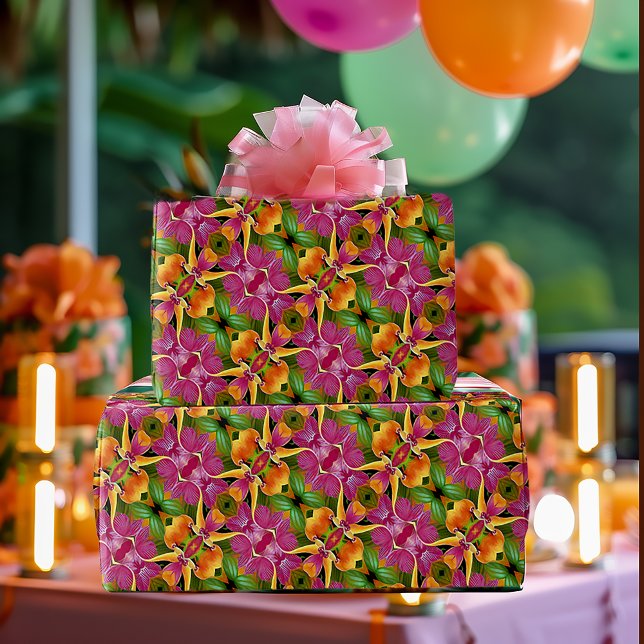 Papier Cadeau Aloha floral hawaïen tropical (Hawaiian Floral Bohemian Wrapping Paper)