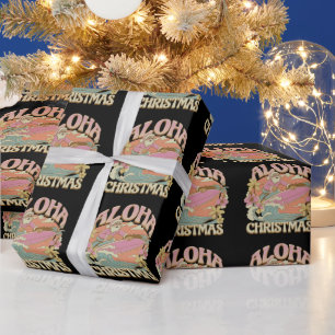 Papier Cadeau Aloha Noël Surfant Père Noël Hawaïen Kalikimaka