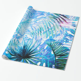 Papier Cadeau Aloha- Palme bleuTropical et jardin de Monstera