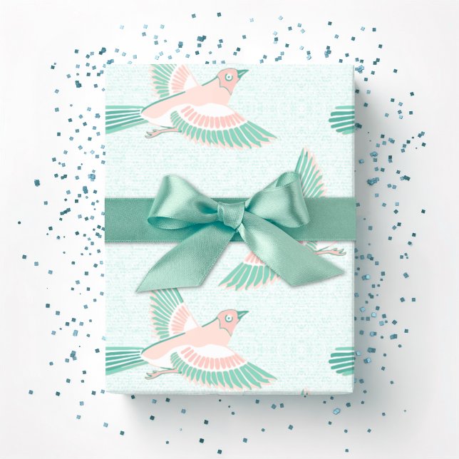 Papier Cadeau Alouette dans Teal et Flamingo (Créateur téléchargé)
