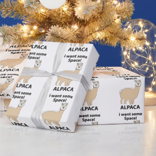 Papier Cadeau Alpaca je veux un peu d'espace drôle Alpaca